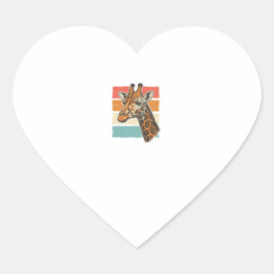 Sticker Cœur Conception vectorielle de tête de girafe rétro vin