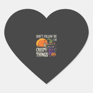 Sticker Cœur Conceptions de chat de sorcière d'Halloween de cho
