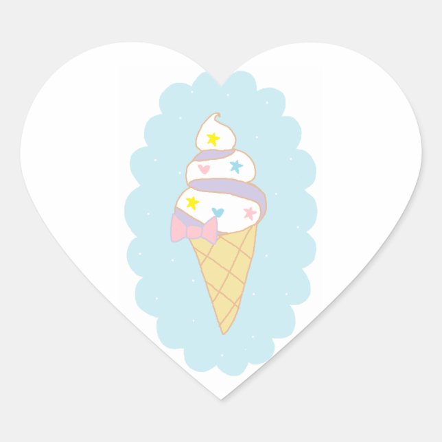 Sticker Cœur Cône de crème glacée mignonne (Devant)
