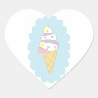 Sticker Cœur Cône de crème glacée mignonne