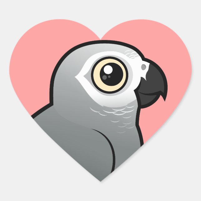Sticker Cœur Congo African Grey (Devant)