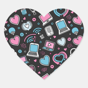 Sticker Cœur Connexion Tech Love
