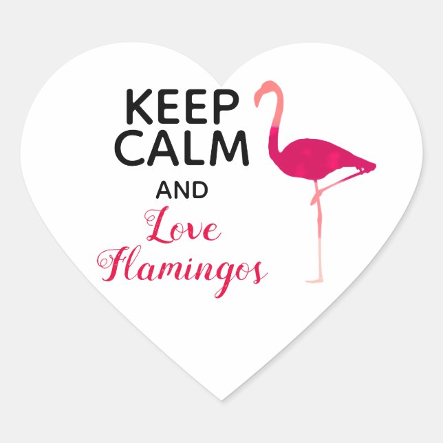 Sticker Cœur Conserver le calme et l'amour Flamants roses migno (Devant)