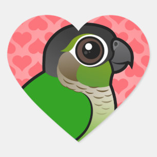 Sticker Cœur Conure à joues vertes Birdorable