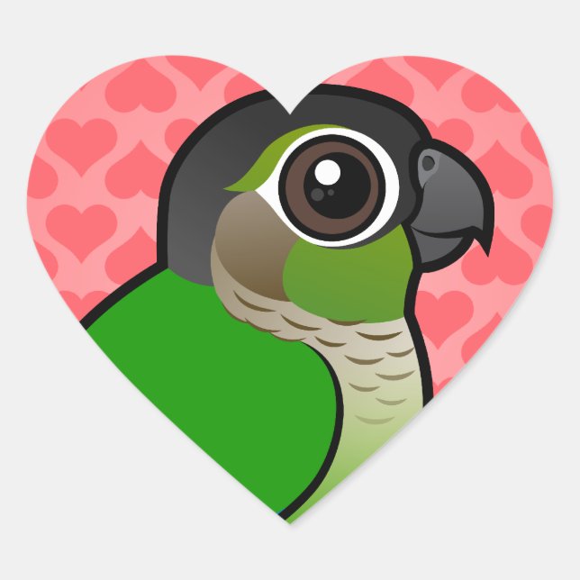 Sticker Cœur Conure à joues vertes Birdorable (Devant)