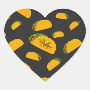 Sticker Cœur Cool et amusant yummy taco motif Monogramme