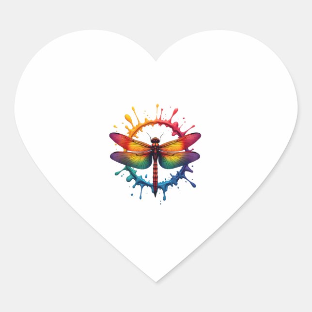 Sticker Cœur Cool Graphic Tie Dye Lunettes de soleil Dragonfly  (Devant)