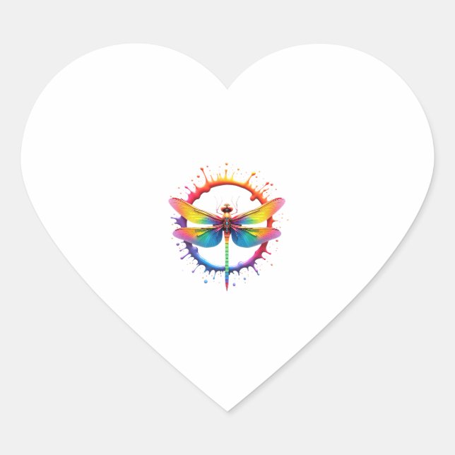 Sticker Cœur Cool Graphic Tie Dye Sunglasses Dragonfly Illustra (Devant)