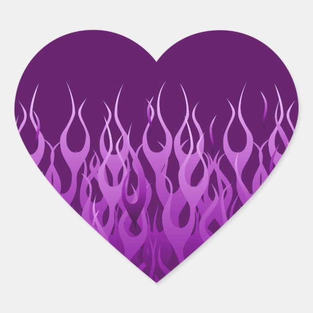 Sticker Cœur Cool Purple Racing Flames Design (Devant)