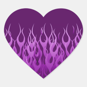 Sticker Cœur Cool Purple Racing Flames Design