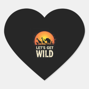 Sticker Cœur Cool Safari Design Homme Femmes Enfants Safari Ani