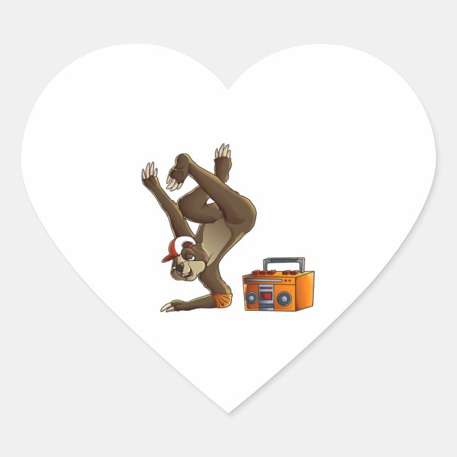 Sticker Cœur Cool Sloth Breakdance Funny (Devant)