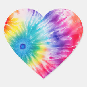 Sticker Cœur Cool Tie Dye Sun Burst