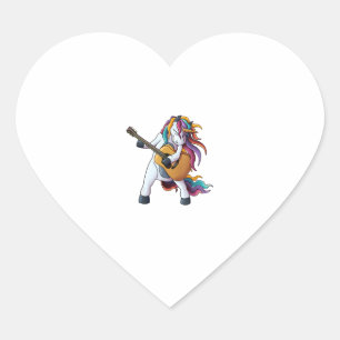 Sticker Cœur Cool Unicorne Jouer de la guitare _ Funny Animal G
