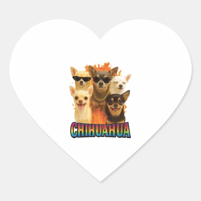 Sticker Cœur Copie Chihuahua (Devant)