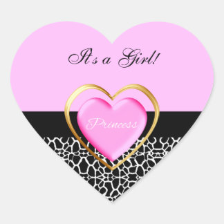 Sticker Cœur Copie rose Girly de girafe de princesse baby
