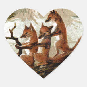 Sticker Cœur Copie vintage de tour de Fox Sleigh