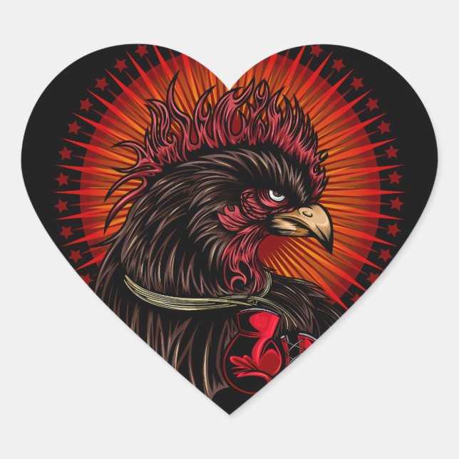 Sticker Cœur Coq de boîte (Devant)