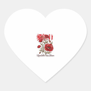 Sticker Cœur Coquelicot Rouge Se souvenir et honorer Vintage Ch
