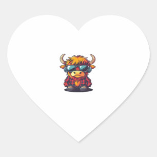 Sticker Cœur Coquette Highland Cow Bubblegum Tshirt Design, Hol