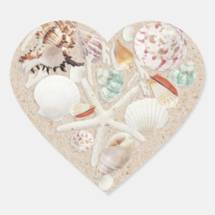 Sticker Cœur Coquillages & Starfish sur la plage Mariage