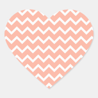 Sticker Cœur Corail et White Zig Zag Motif.