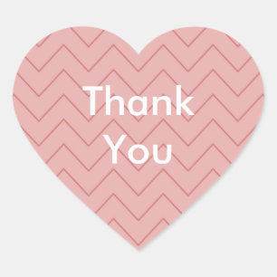 Sticker Cœur Coral Pink Chevron merci