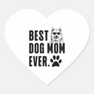 Sticker Cœur Coréen Jindo Maman Meilleur Chien Maman Jamais Wu