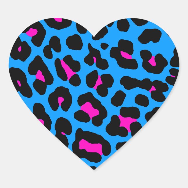 Sticker Cœur Corey Tiger 80s Leopard Spots (Bleu) (Devant)