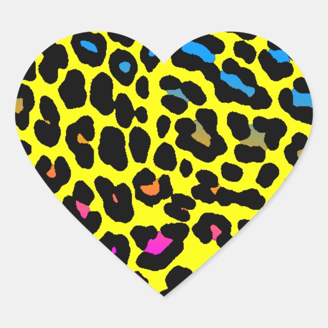 Sticker Cœur Corey Tiger 80s Leopard Spots (Jaune) (Devant)