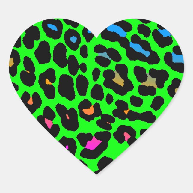 Sticker Cœur Corey Tiger 80s Leopard Spots (Vert) (Devant)