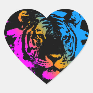 Sticker Cœur Corey Tiger 80s Multicolor Tiger Face