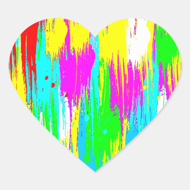 Sticker Cœur Corey Tiger 80s Retro Paint Drip (Devant)