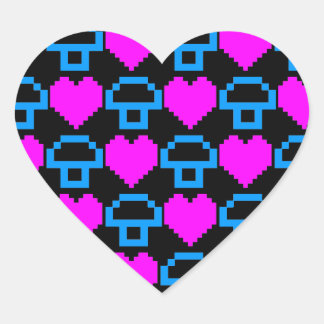 Sticker Cœur Corey Tiger Champignons Cœurs 8 bits 80s