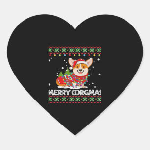 Sticker Cœur Corgi Chien Joyeux Corgmas Père Noël Corgi Mauvais