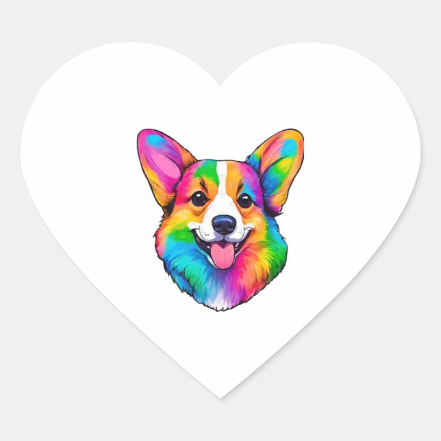 Sticker Cœur Corgi couleur (Devant)