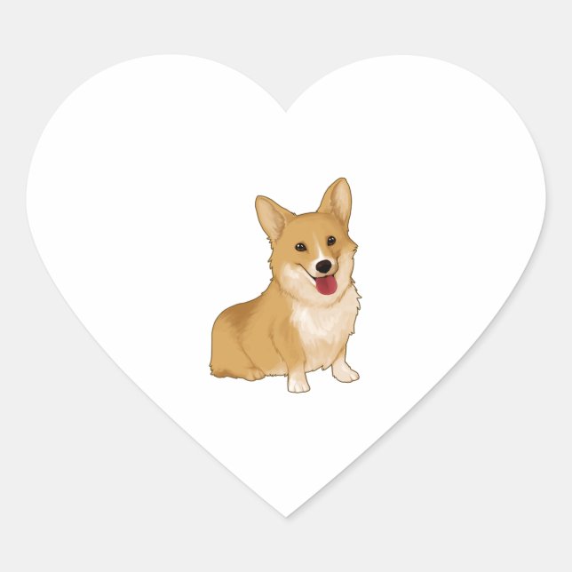 Sticker Cœur Corgi doux et souriant (Devant)