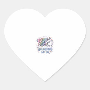 Sticker Cœur Corne de Licorne Questions D'abord Plus Tard Autoc