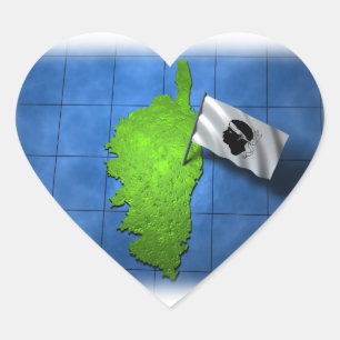 Sticker Cœur Corse avec son propre drapeau