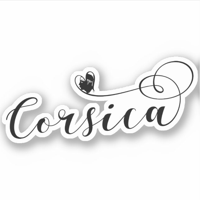 Sticker Coeur Corse Drapeau, I Love Corse, France (Devant)