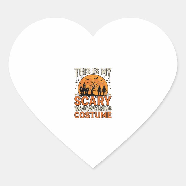 Sticker Cœur Costume de menuiserie effrayant Halloween Design V (Devant)