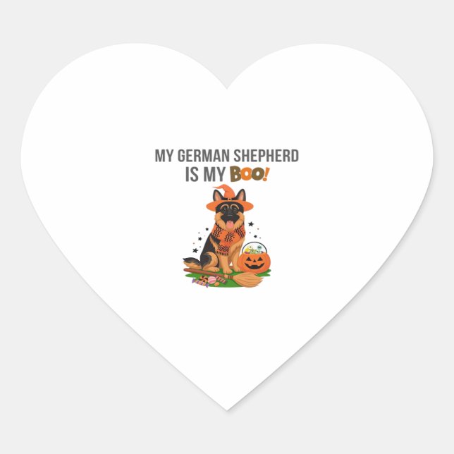 Sticker Cœur Costume d'Halloween berger allemand My German Shep (Devant)