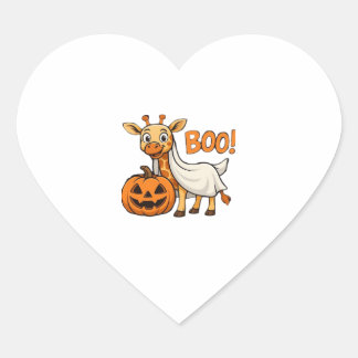Sticker Cœur Costume d'Halloween de saison effrayant Boo Girafe