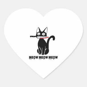 Sticker Cœur Costume Halloween Chat Funny Ch Ch Ch Ch Meow Meow