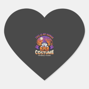 Sticker Cœur Costume Humain Husky Citrouille Halloween Fantômes