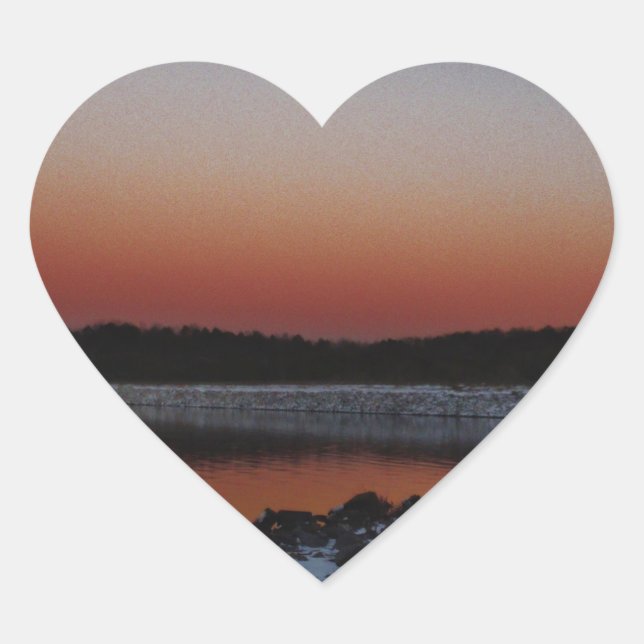 Sticker Cœur Coucher de soleil sur le lac Arrowhead (Devant)