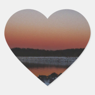 Sticker Cœur Coucher de soleil sur le lac Arrowhead
