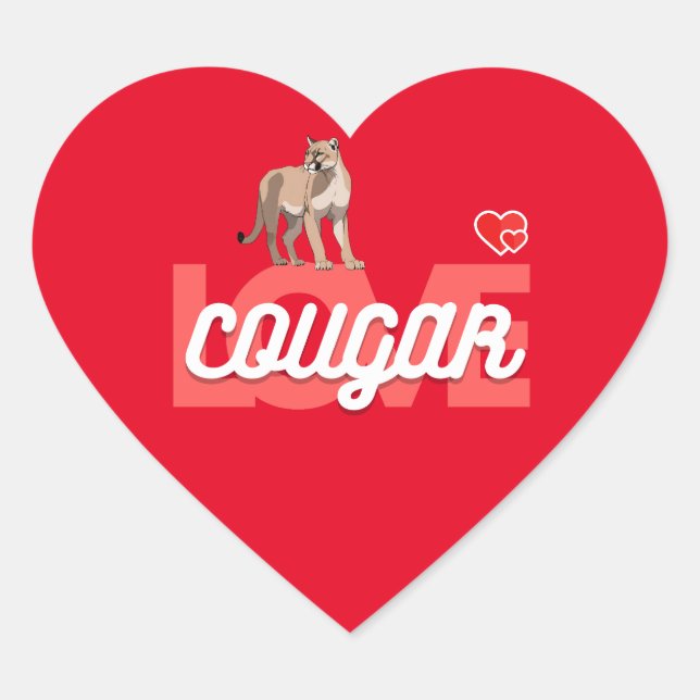 Sticker Cœur cougar animal love (Devant)