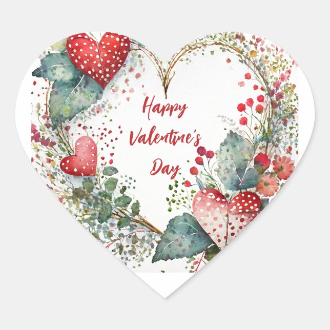 Sticker Cœur Country floral valentine coeur de couronne personn (Devant)