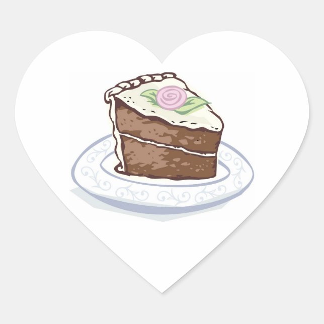 Sticker Cœur Coupe de gâteau au chocolat avec mariage d'accent  (Devant)
